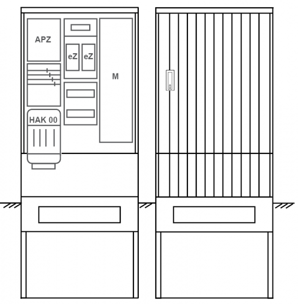 Zähleranschlusssäule PEZ32-2254 Maße:820x2000x280