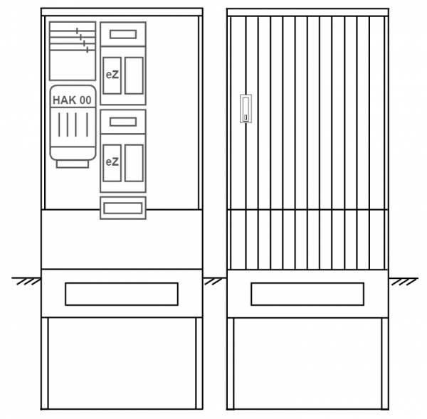 Zähleranschlusssäule PEZ32-2378 Maße:820x2000x280