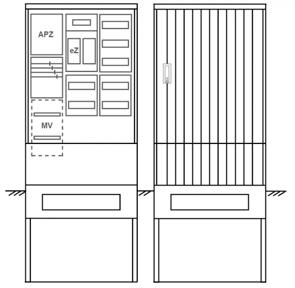 Zähleranschlusssäule PEZ32-2236 Maße:820x2000x280