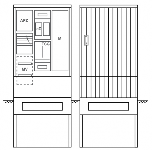 Zähleranschlusssäule PEZ32-1059 Maße:820x2000x280