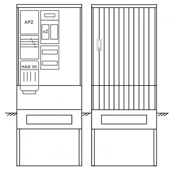 Zähleranschlusssäule PEZ32-2250 Maße:820x2000x280