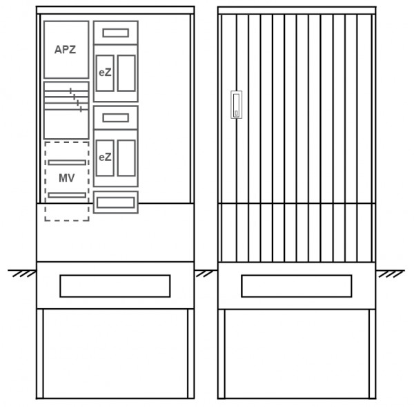 Zähleranschlusssäule PEZ32-2276 Maße:820x2000x280