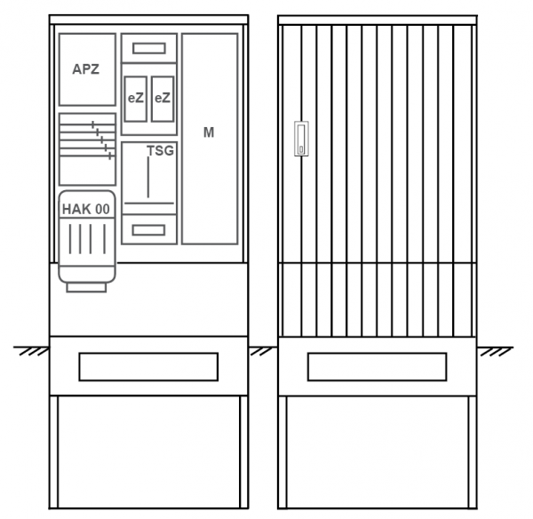 Zähleranschlusssäule PEZ32-1069 Maße:820x2000x280