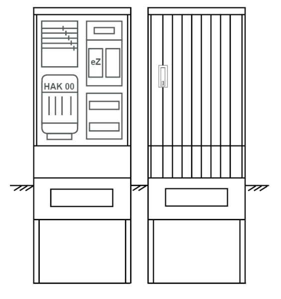 Zähleranschlusssäule PEZ21-1013 Maße:600x1700x280