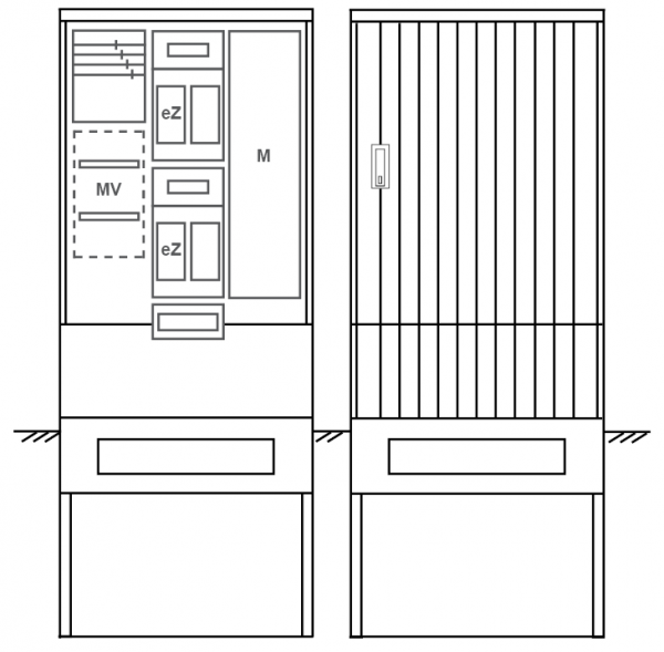 Zähleranschlusssäule PEZ32-2372 Maße:820x2000x280