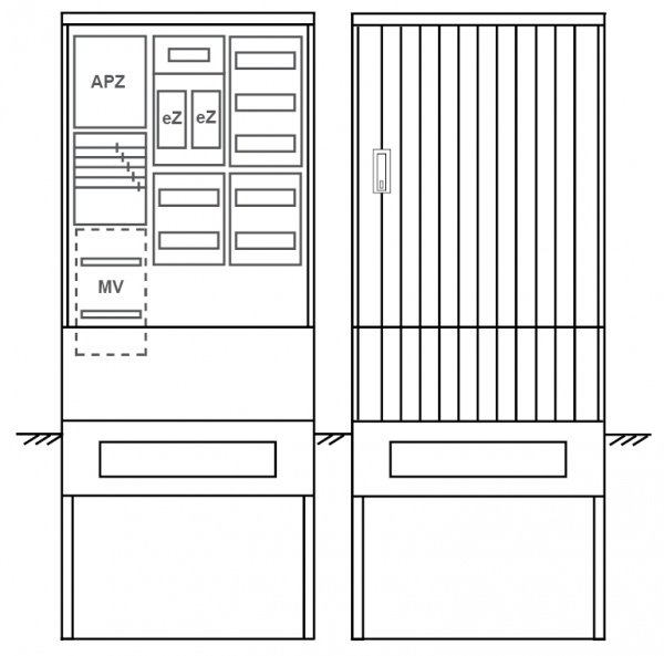 Zähleranschlusssäule PEZ32-1259 Maße:820x2000x280