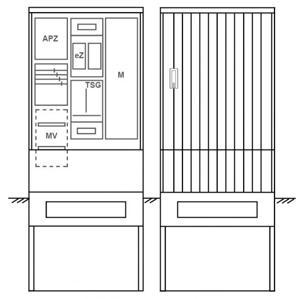 Zähleranschlusssäule PEZ32-2060 Maße:820x2000x280