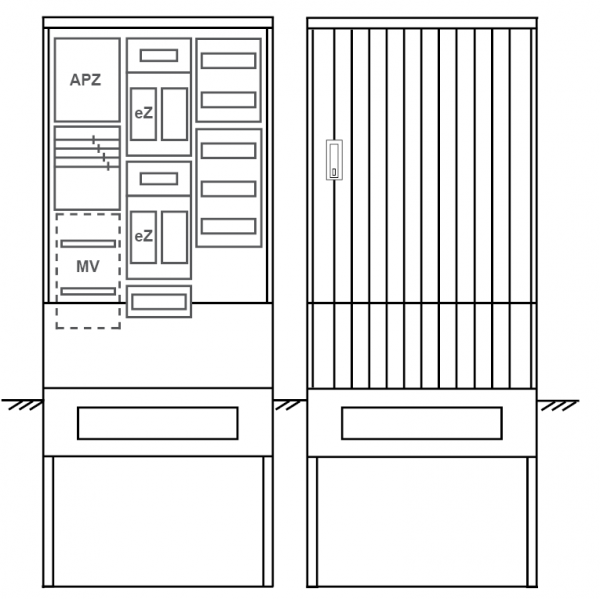 Zähleranschlusssäule PEZ32-2272 Maße:820x2000x280