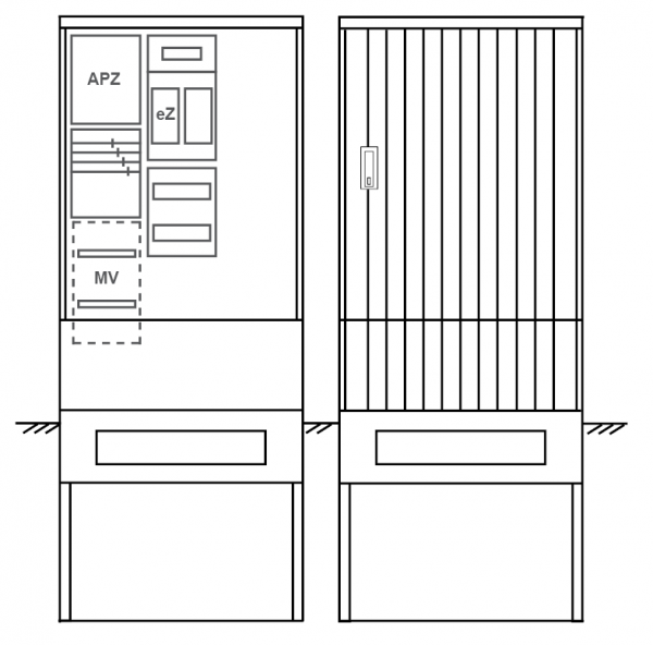 Zähleranschlusssäule PEZ32-2240 Maße:820x2000x280