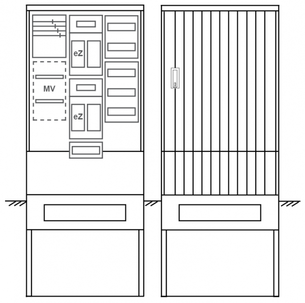 Zähleranschlusssäule PEZ32-2376 Maße:820x2000x280