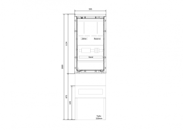 Messschrank 630A komplett 600x1150x320mm