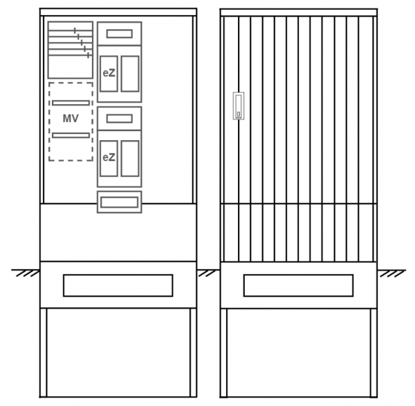 Zähleranschlusssäule PEZ32-1379 Maße:820x2000x280