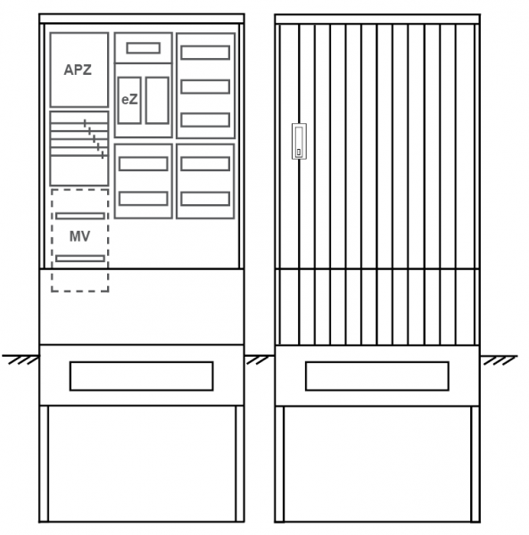 Zähleranschlusssäule PEZ32-1247 Maße:820x2000x280