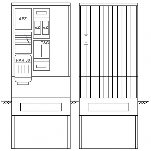 Zähleranschlusssäule PEZ32-1077 Maße:820x2000x280