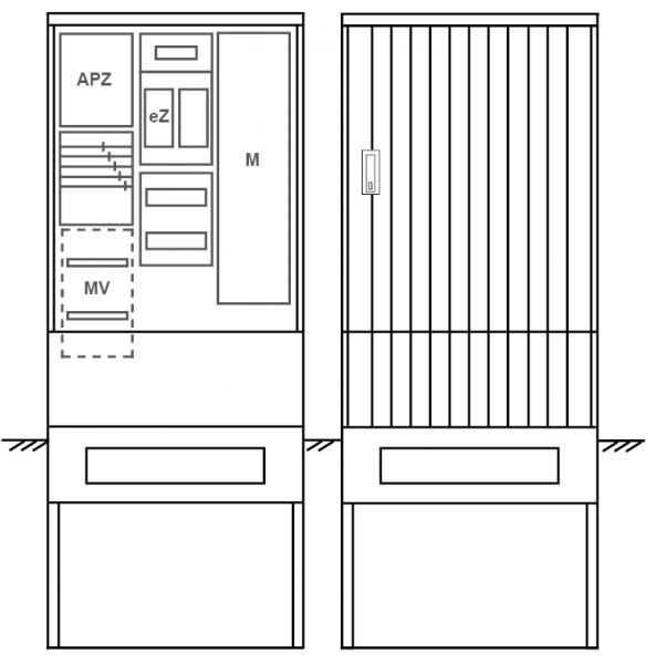 Zähleranschlusssäule PEZ32-1231 Maße:820x2000x280