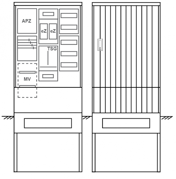 Zähleranschlusssäule PEZ32-2076 Maße:820x2000x280