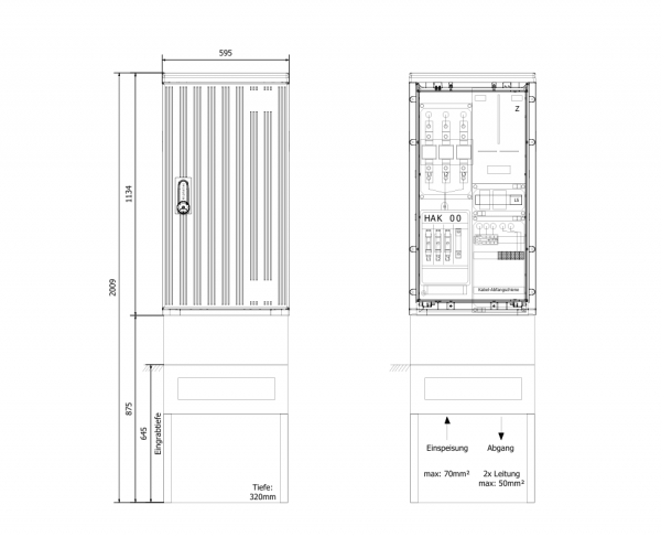 Wandlerschrank 100A komplett, Bayernwerk