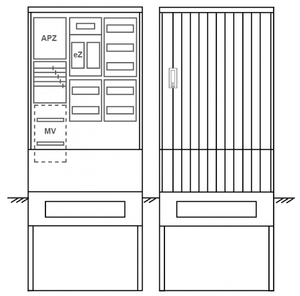 Zähleranschlusssäule PEZ32-1235 Maße:820x2000x280