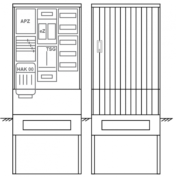 Zähleranschlusssäule PEZ32-1061 Maße:820x2000x280