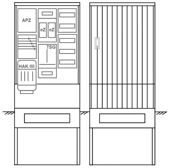 Zähleranschlusssäule PEZ32-1073 Maße:820x2000x280