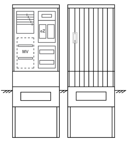 Zähleranschlusssäule PEZ21-1007 Maße:600x1700x280