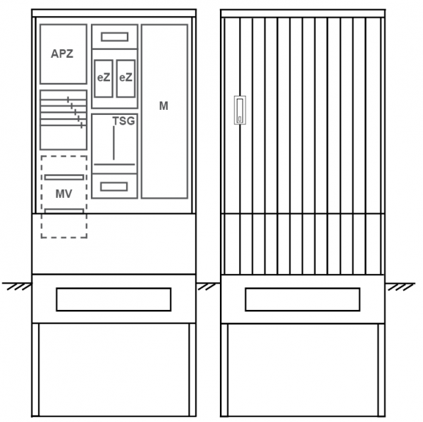 Zähleranschlusssäule PEZ32-1071 Maße:820x2000x280