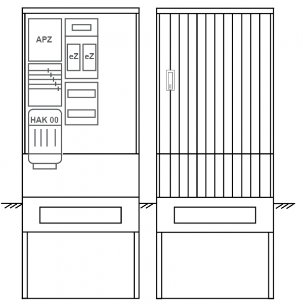 Zähleranschlusssäule PEZ32-1261 Maße:820x2000x280