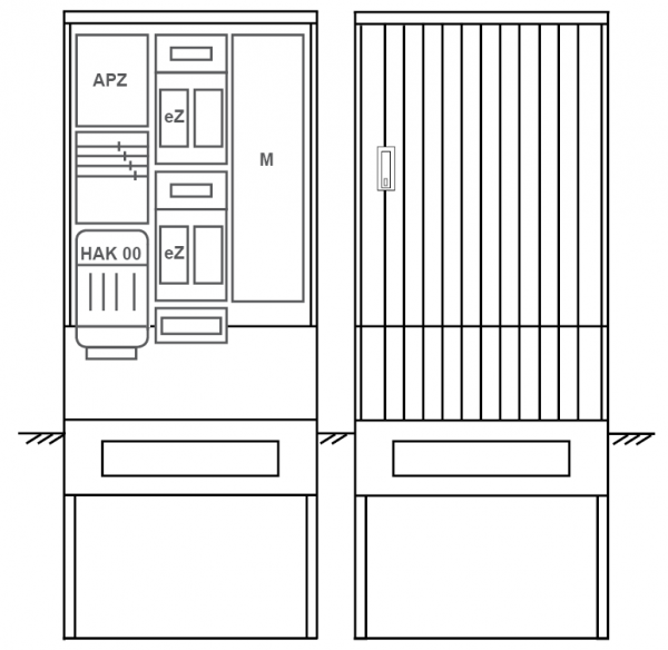 Zähleranschlusssäule PEZ32-2266 Maße:820x2000x280