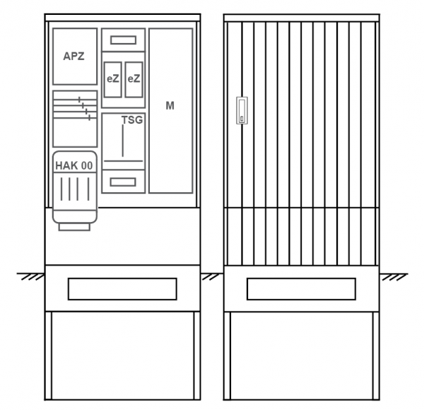 Zähleranschlusssäule PEZ32-2070 Maße:820x2000x280