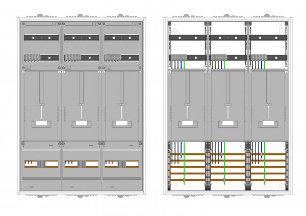 AZ32B-230-3, Zählerverteilung mit 3-Punktbefestigu