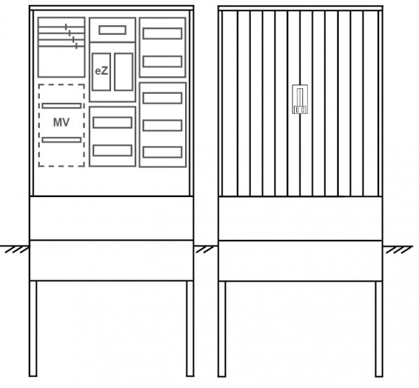 Zähleranschlusssäule PEZ31-2100 Maße:800x1795x320
