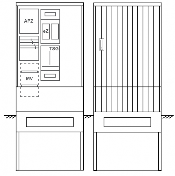 Zähleranschlusssäule PEZ32-2068 Maße:820x2000x280