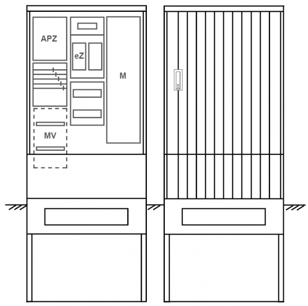 Zähleranschlusssäule PEZ32-1243 Maße:820x2000x280