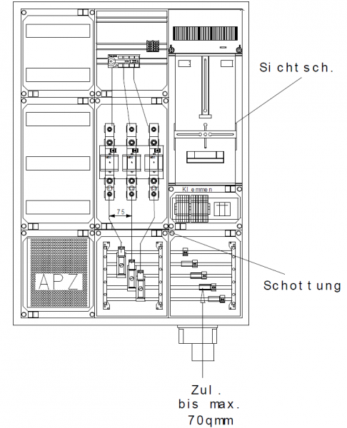 Wandlerschrank für Innenmontage, WMSK-100-3-7-230-01-VTA-Bayernwerk