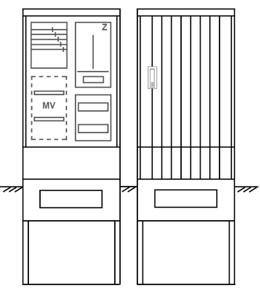 Zähleranschlusssäule PZ21-1003 Maße:600x1700x280