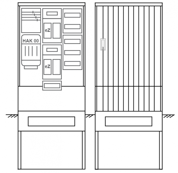 Zähleranschlusssäule PEZ32-2374 Maße:820x2000x280