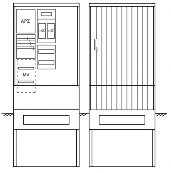 Zähleranschlusssäule PEZ32-1263 Maße:820x2000x280