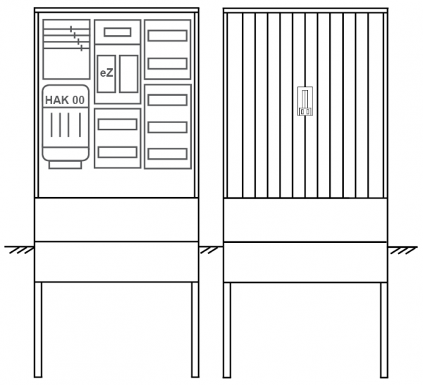 Zähleranschlusssäule PEZ31-2122 Maße:800x1795x320