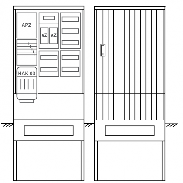 Zähleranschlusssäule PEZ32-1257 Maße:820x2000x280