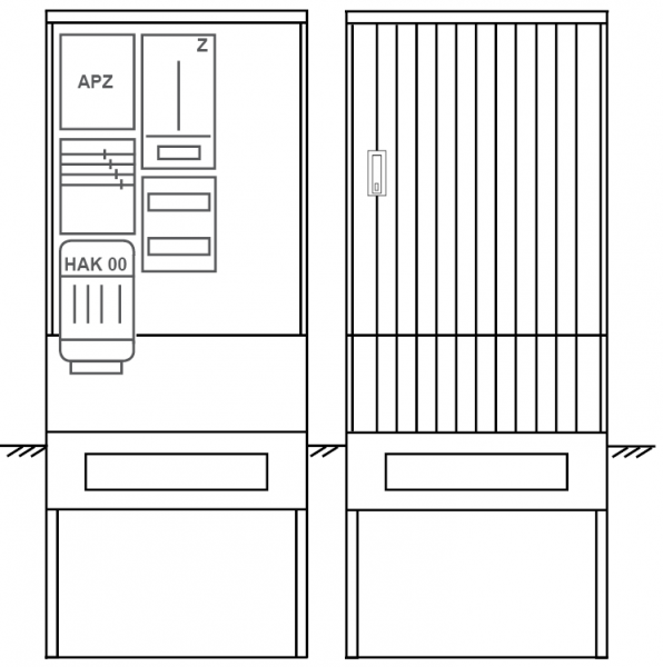 Zähleranschlusssäule PZ32-2354 Maße:820x2000x280