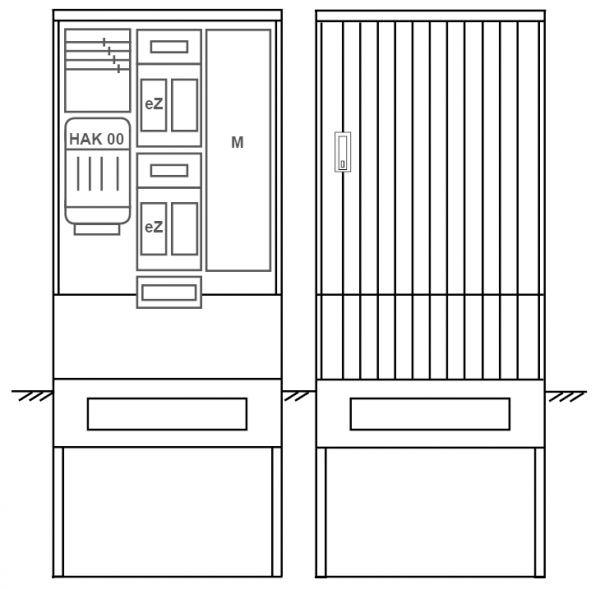 Zähleranschlusssäule PEZ32-2370 Maße:820x2000x280