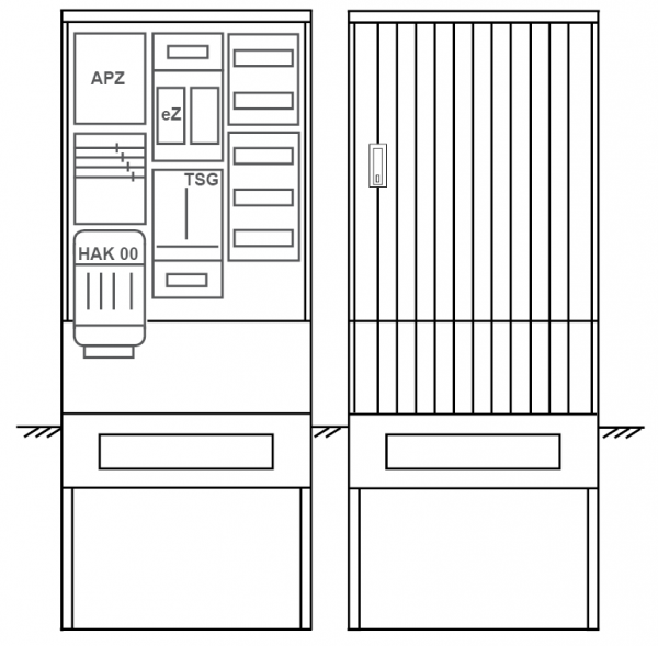 Zähleranschlusssäule PEZ32-2062 Maße:820x2000x280