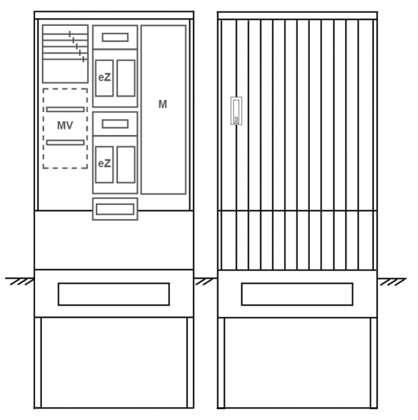 Zähleranschlusssäule PEZ32-1371 Maße:820x2000x280