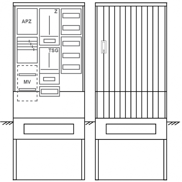 Zähleranschlusssäule PZ32-2052 Maße:820x2000x280