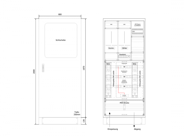 Wandlermeßschrank bis 630A, EnBW