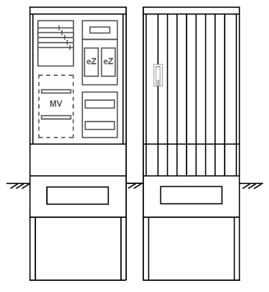 Zähleranschlusssäule PEZ21-1011 Maße:600x1700x280