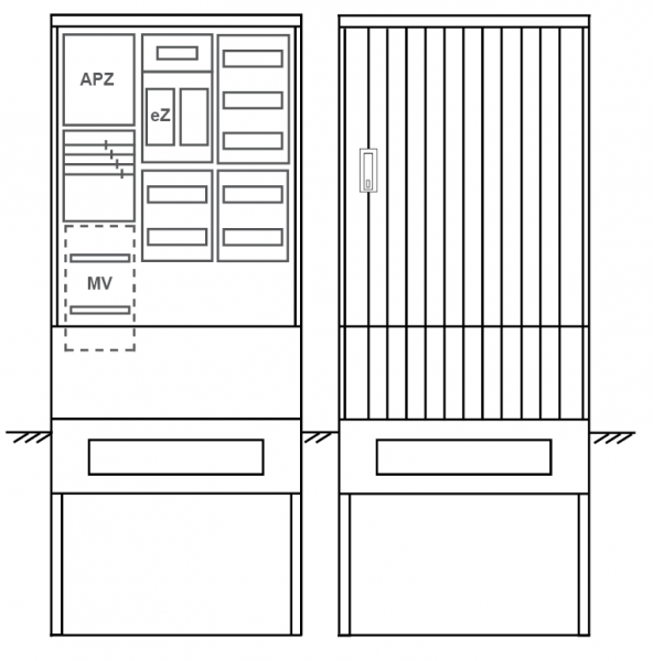 Zähleranschlusssäule PEZ32-2248 Maße:820x2000x280