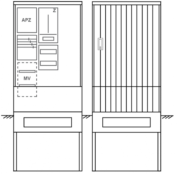 Zähleranschlusssäule PZ32-2356 Maße:820x2000x280