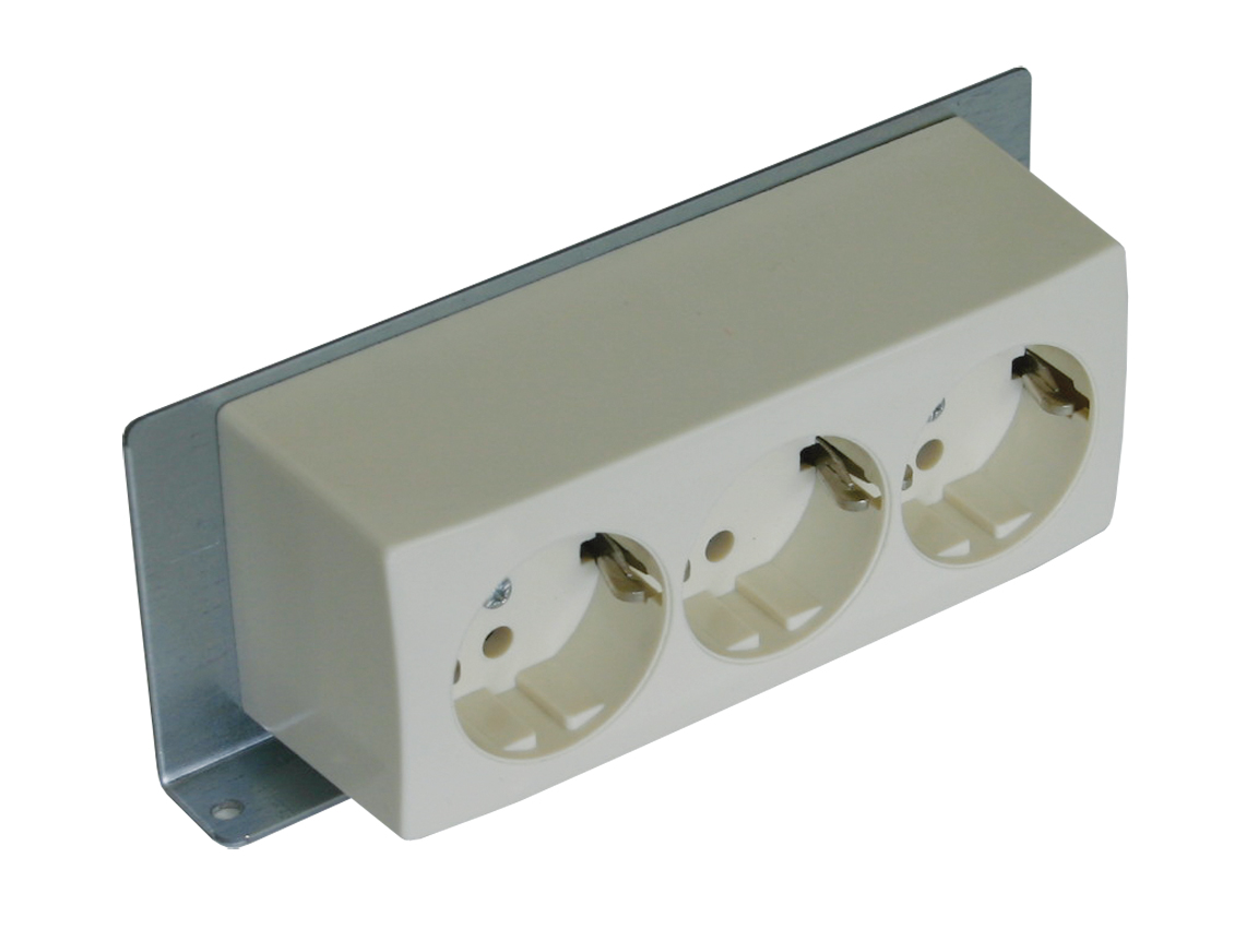 Einbausteckdose 3-fach | Zubehör | Mediaverteiler / Kleinverteiler