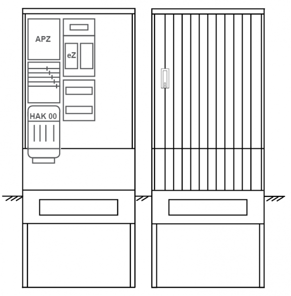 Zähleranschlusssäule PEZ32-1249 Maße:820x2000x280